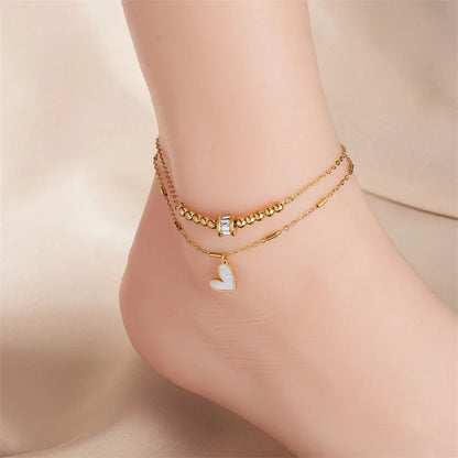 Fashion Jewelry Boho Classic Love Heart Ankle Chain Double