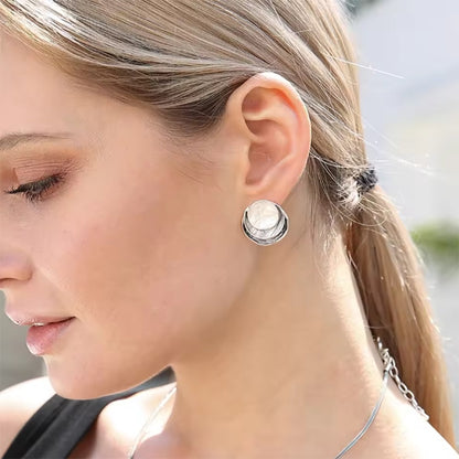 Ins Three-colored Painting Round Earrings Fashion