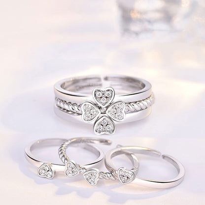 Ring Four-Leaf Clover Ring For Women Split Three-In-One