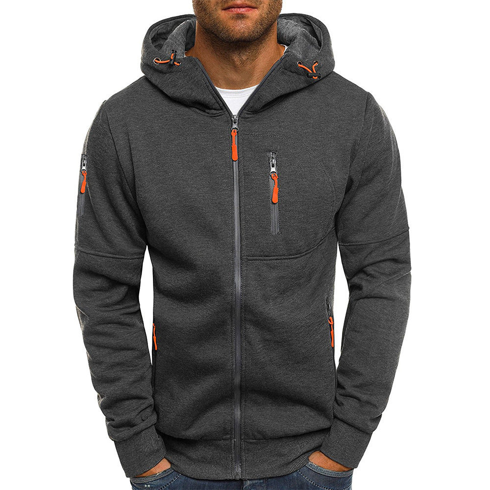 Men's Casual Zipper Hooded Sweater Fitness Jackets Cardigan