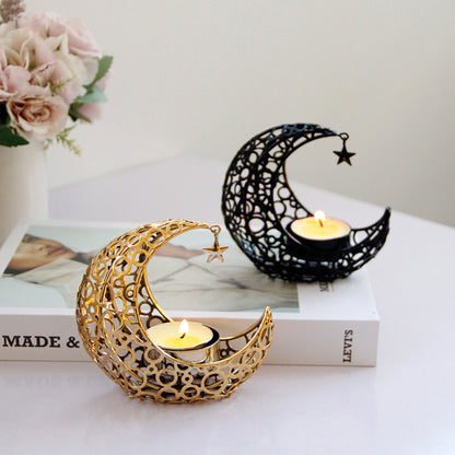 Light Luxury Crescent Moon Star Moon Black Gold Metal