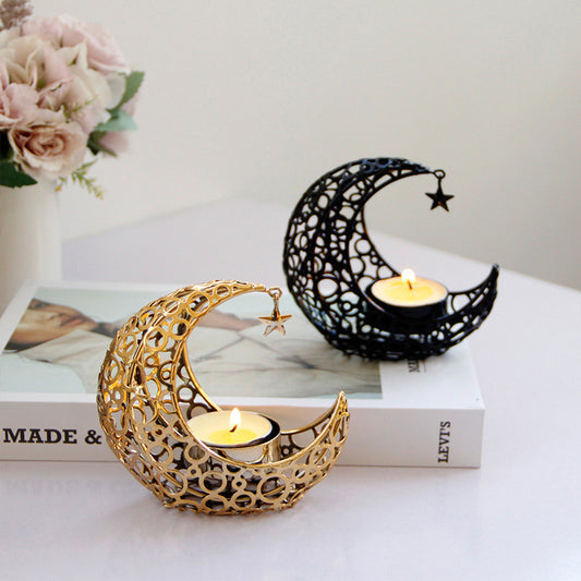 Light Luxury Crescent Moon Star Moon Black Gold Metal