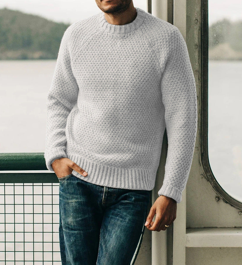 Men's Pullover Sweater Winter Round Neck Knitted Top