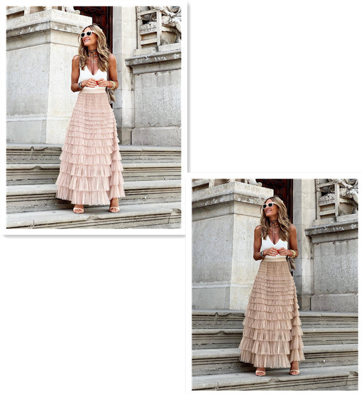 Layered Ruffles Cake Skirt Summer Fashion A Line Swing
