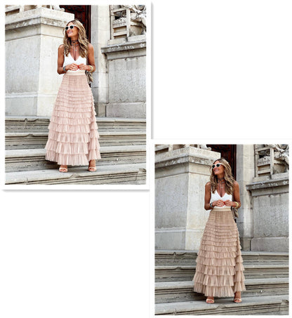 Layered Ruffles Cake Skirt Summer Fashion A Line Swing