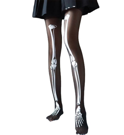 Halloween Black Bone Skeleton Pantyhose