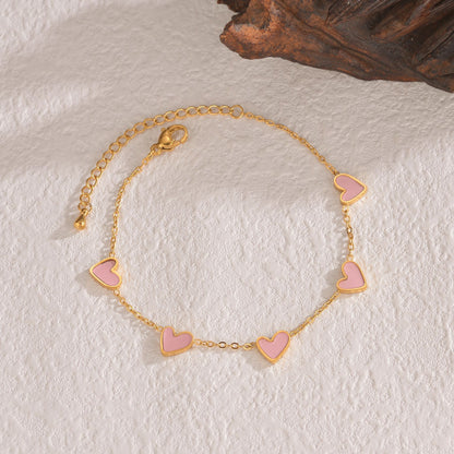 Ins Love Bracelet  Stainless Steel Dripping Heart Bracelet