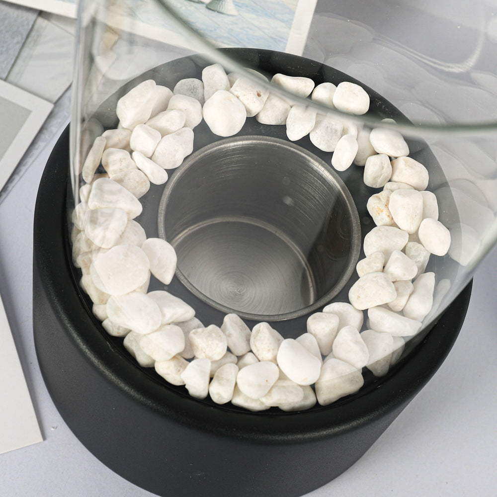 Portable Glass Decorative Alcohol Fireplace Table Lamp Desktop