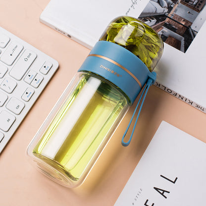 Glass Water Bottle With Tea Infuser Filter Tea Separation Double Wall Glass