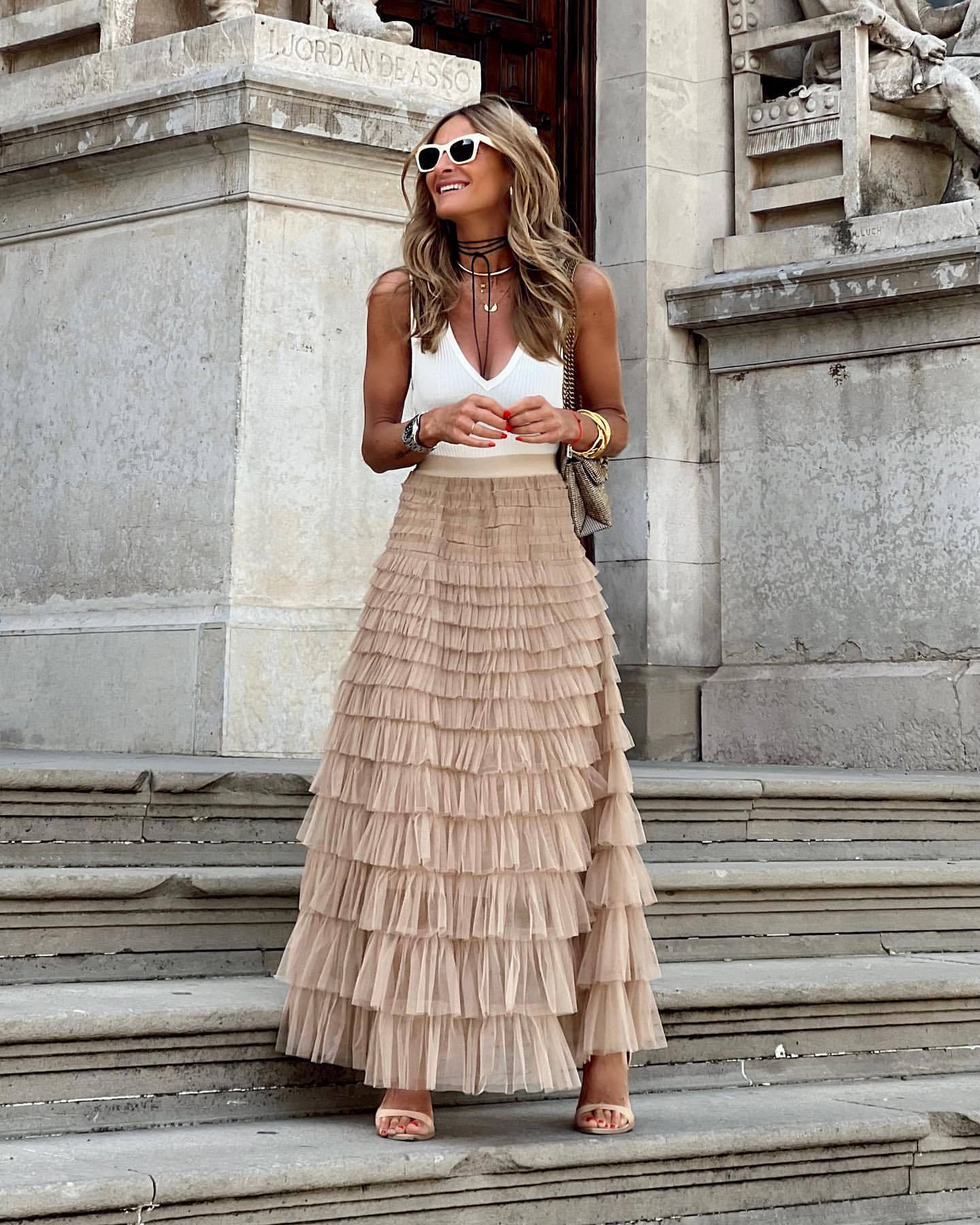 Layered Ruffles Cake Skirt Summer Fashion A Line Swing