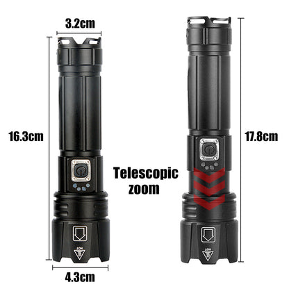 Telescopic Zoom Input And Output Outdoor Strong Light Flashlight