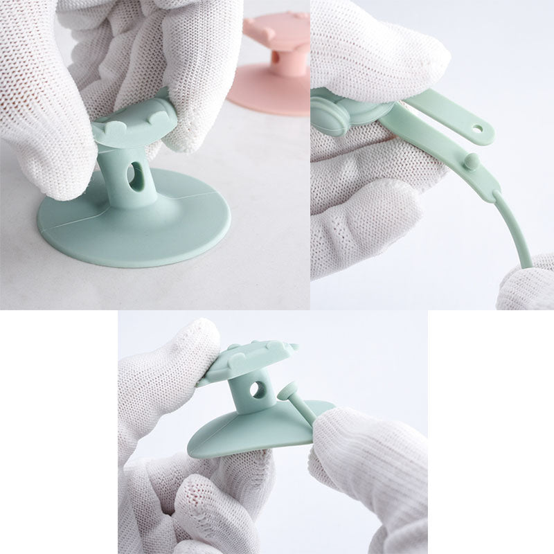 Infant Stainless Steel Training Spoon Fork Silicone Anti-drop Children's Spoon Suction Cup Anti-drop Chain