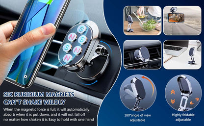 Aluminum Alloy Folding Magnetic Car Phone Holder 360° Rotation