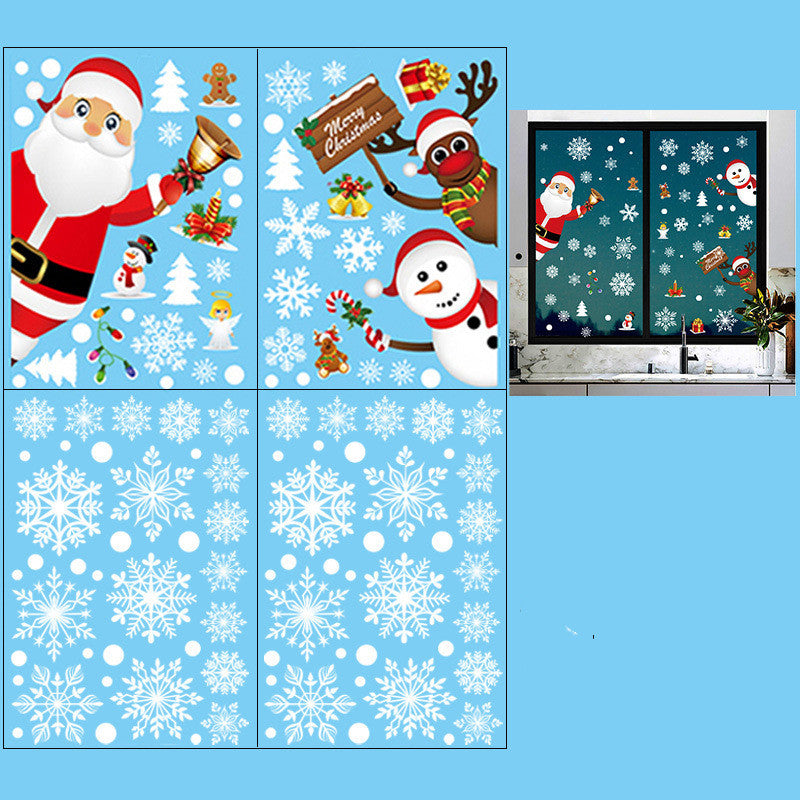 Santa Snowman Glass Sticker Window Arrangement