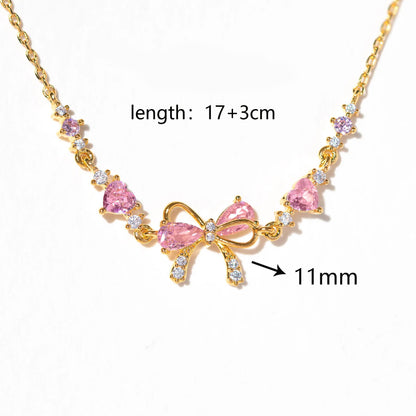 Sweet Bow Heart Rhinestone Bracelet Y2K Ins