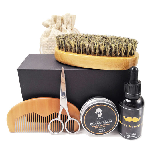 Beard wax beard oil wood comb bristle bristle brush shaving scissors set
