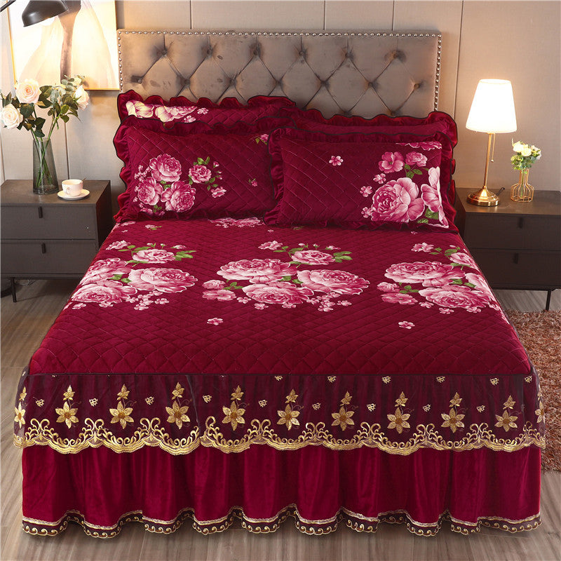 Single Piece Short Plush Bed Cover Bed