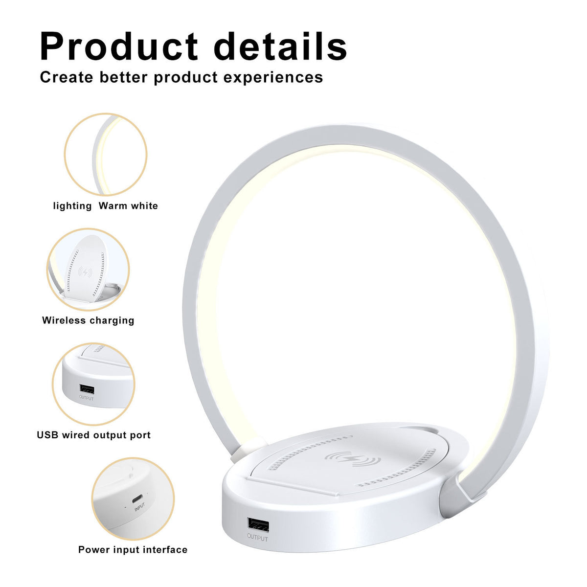 Night Lights Lamp Bluetooth Speaker Table Light With 10W Wireless