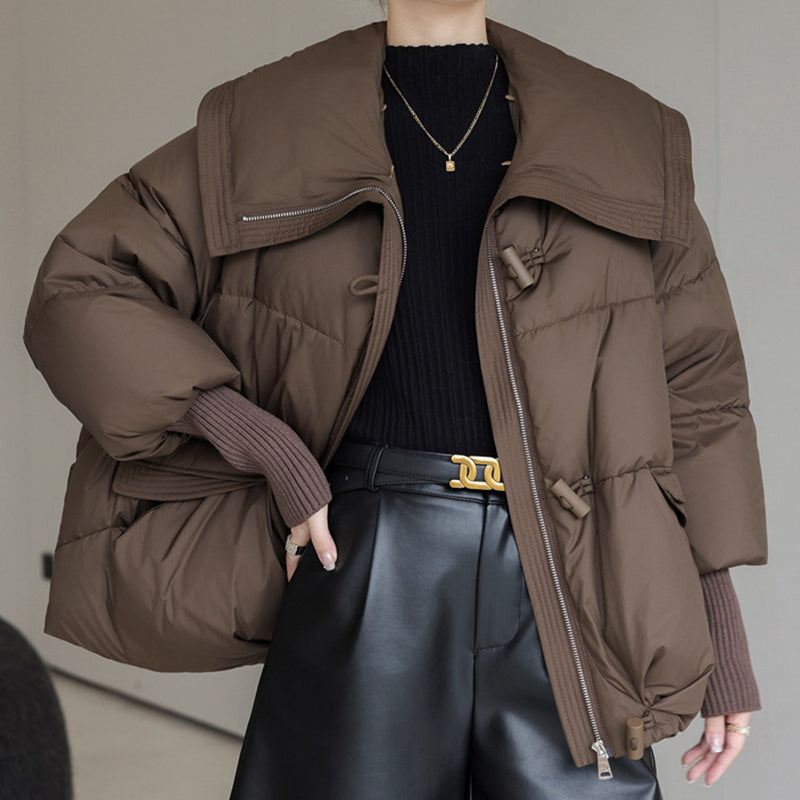 Down Cotton-padded Jacket Women's Short Fur Collar