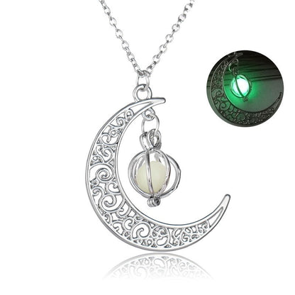 Fashion Moon Natural Glowing Stone Healing Necklace Women