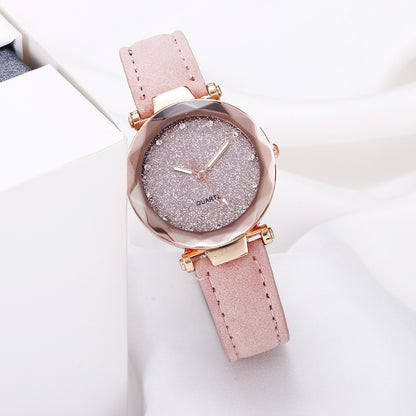 Casual Women Romantic Starry Sky Wrist Watch Leather