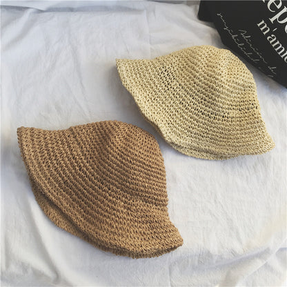 Summer Outing Sunscreen Hat for Women with Foldable Straw