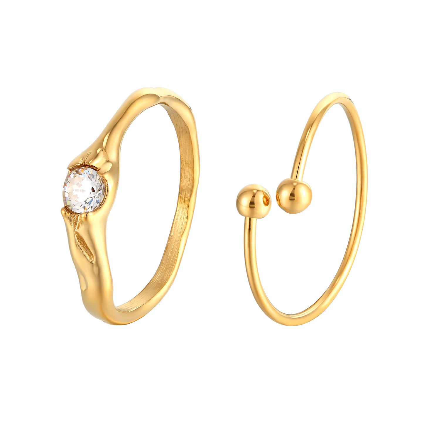 Gold Titanium Steel Ring Women's  Geometric Ring