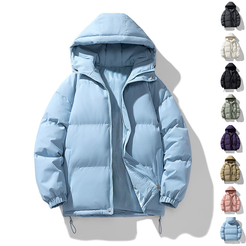 Men's Hoodie Coat Winter Fashion Solid ZIp-up Thickened Jacket