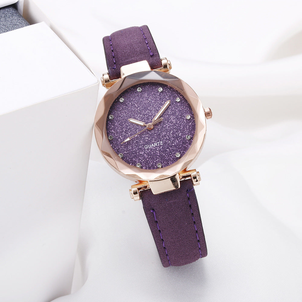 Casual Women Romantic Starry Sky Wrist Watch Leather