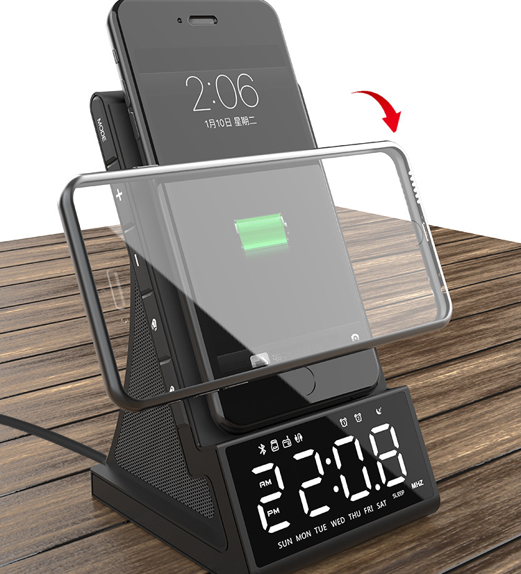 Bluetooth Charging Alarm Clock Radio Double Coil Fast Charging