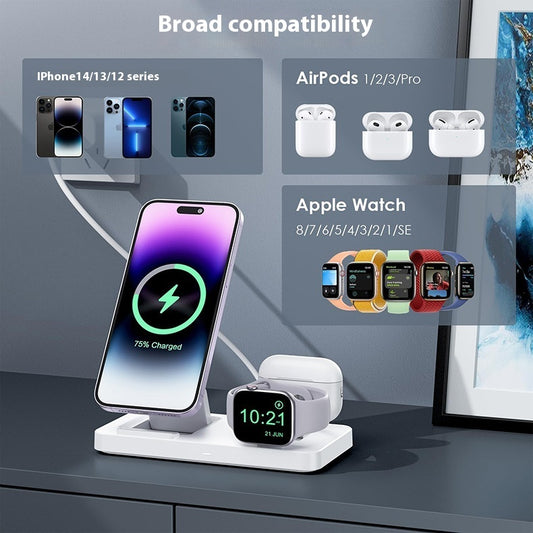 Mobile Watch Headset Folding 3-in-1 Magnetic Wireless Charger