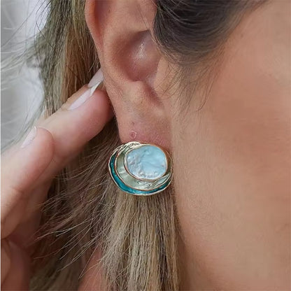 Ins Three-colored Painting Round Earrings Fashion