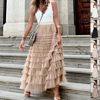 Layered Ruffles Cake Skirt Summer Fashion A Line Swing