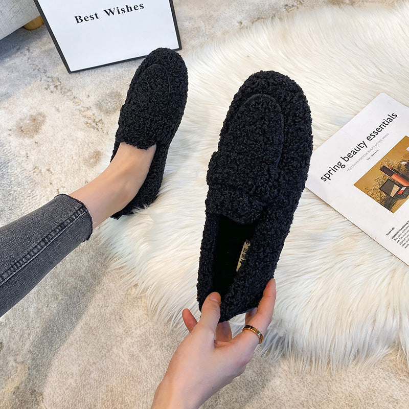 Winter Plush Flats Shoes Ins Fashion Slip On Loafers