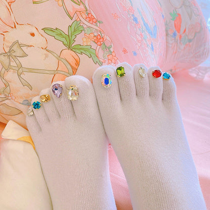 Toe Thin Sandals With Diamond Five-finger Socks Crystal Split Toe