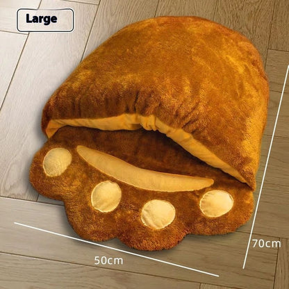 Winter Warm Cute Bear Paw Cat Bed Thickened House