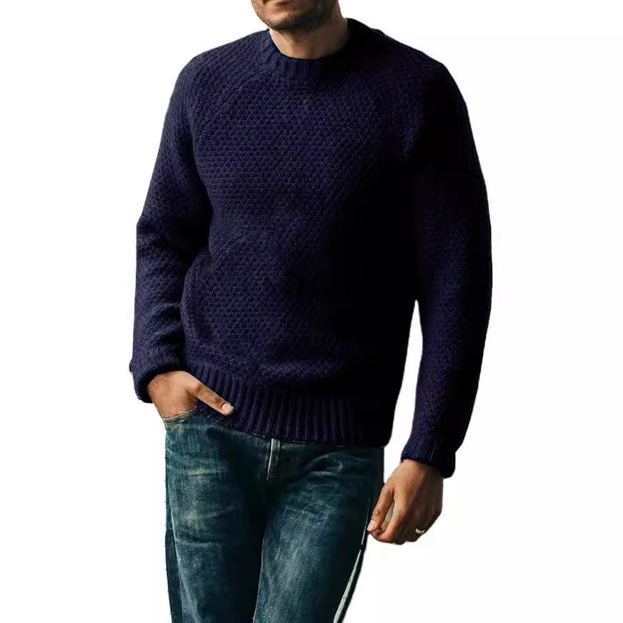 Men's Pullover Sweater Winter Round Neck Knitted Top
