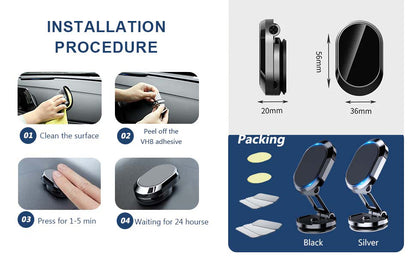 Aluminum Alloy Folding Magnetic Car Phone Holder 360° Rotation