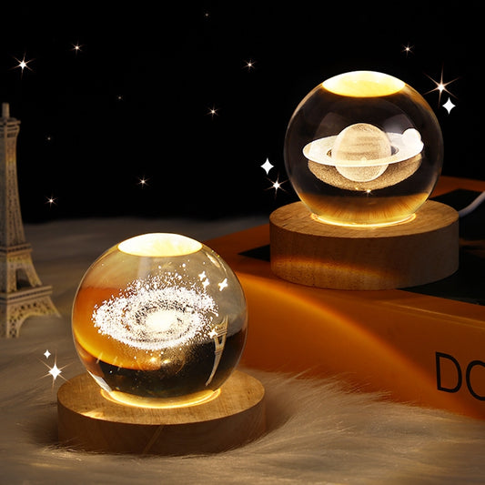 Luminous Starry Sky And Planets Moon Moon Crystal Ball Night Lamp