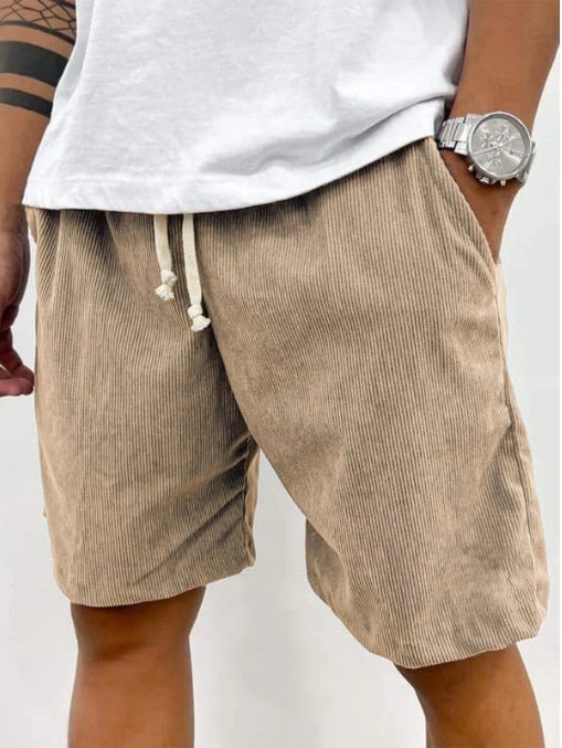 Men's Corduroy Shorts With Drawstring Fashion Pants