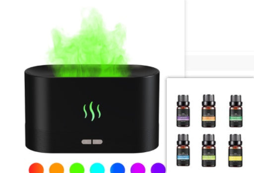 Aroma Diffuser With Flame Light Mist Humidifier Aromatherapy