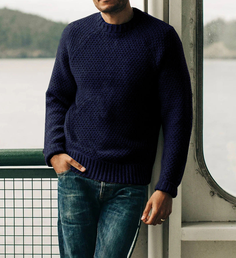 Men's Pullover Sweater Winter Round Neck Knitted Top