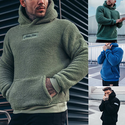 Men's Plush Hoodies Sweatshirt With Big Pocket Fashion