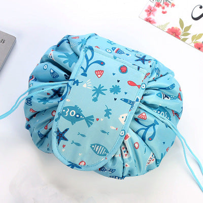 Portable waterproof drawstring cosmetic bag