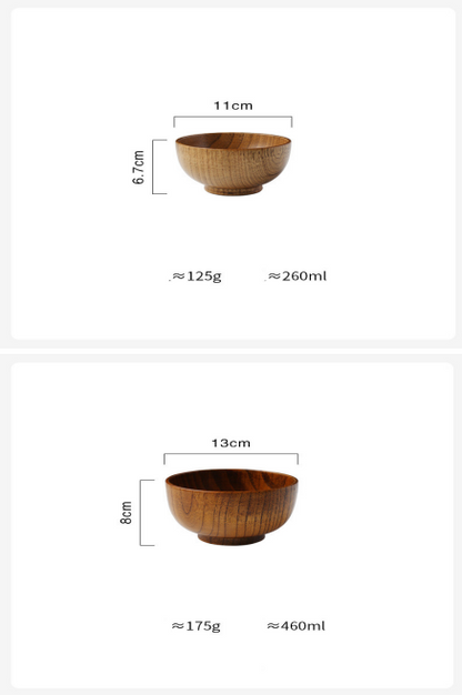 Wooden Bowl Japanese Style Wood Rice Soup Bowl Salad Bowl Food Container