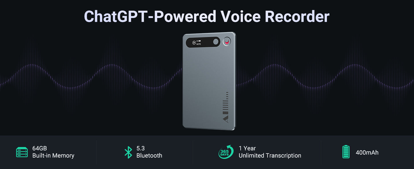 MECHEN 64GB  AI Voice Recorder, AI Notetaking Device
