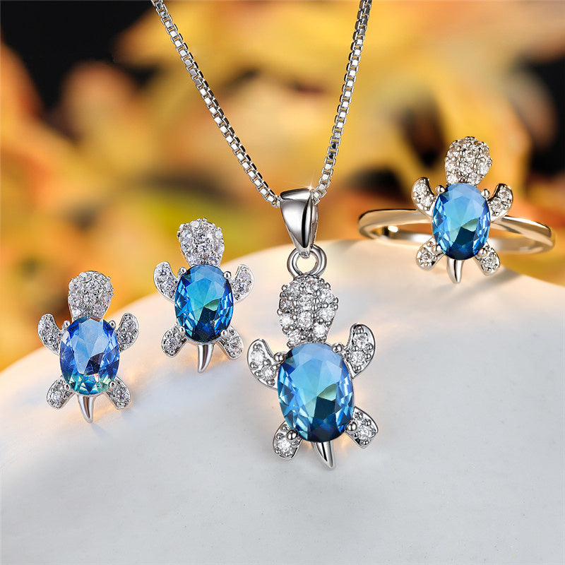 Fashion Oval Zircon Pendant Turtle Shape Necklaces