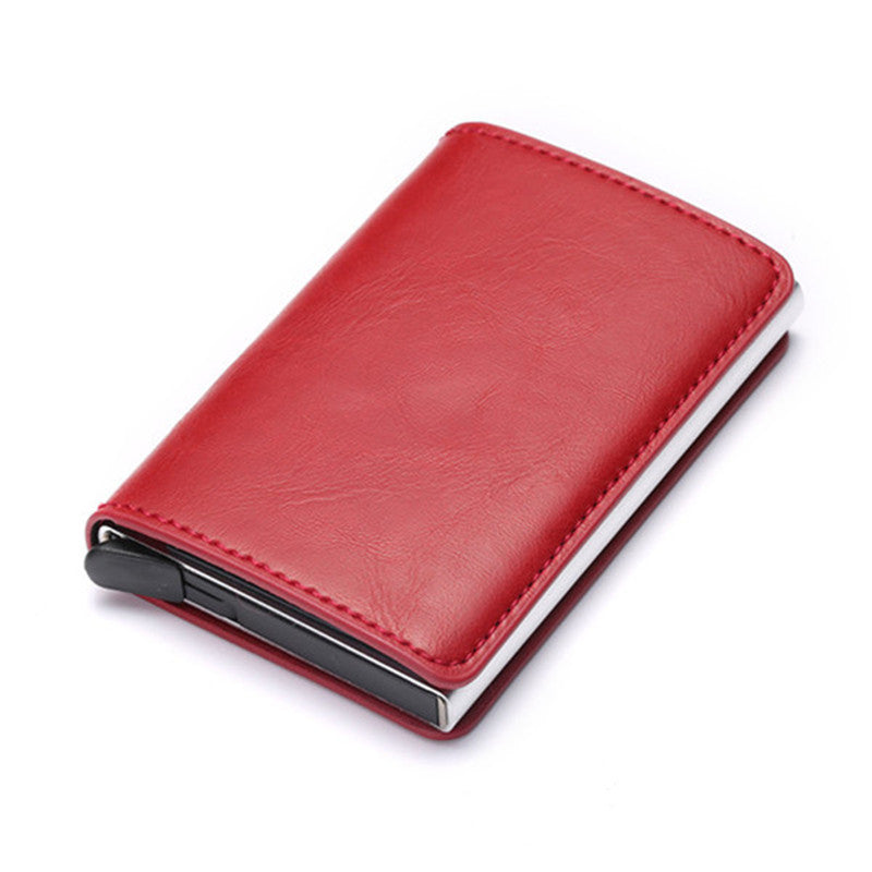 Anti-magnetic automatic eject single aluminum alloy card holder