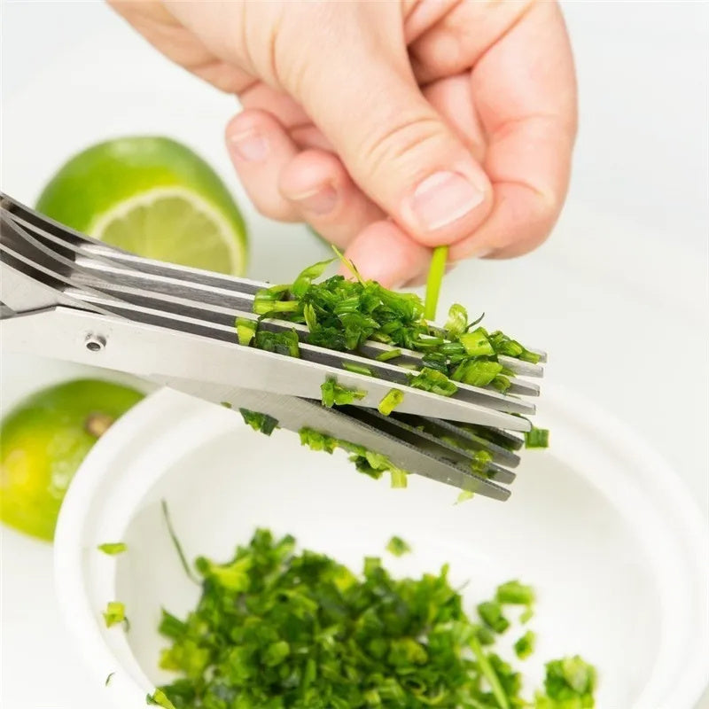 Multifunctional Multi-layer Green Onion Scissors Stainless Steel