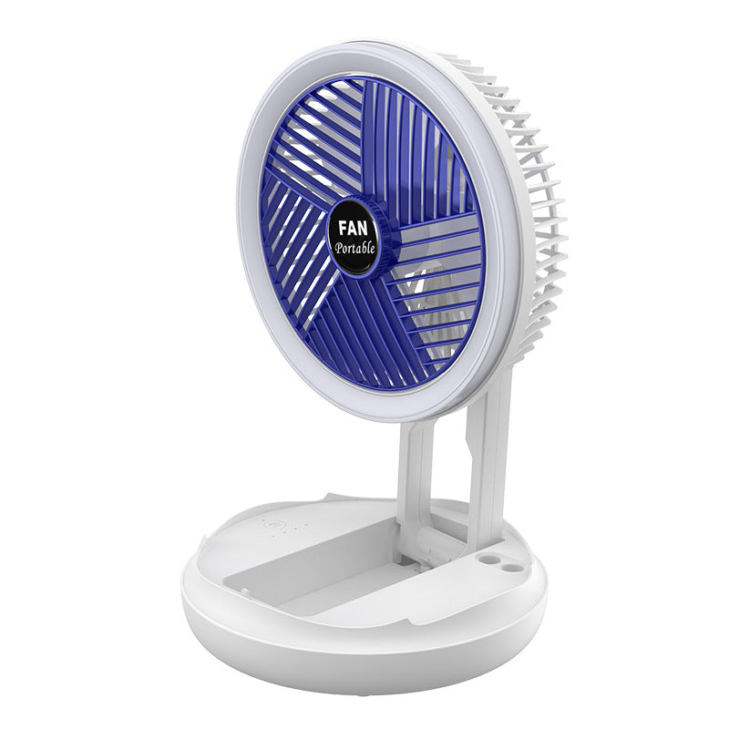 USB Charging Foldable Table Fan With LED Light 4 Speed Adjustable Fan